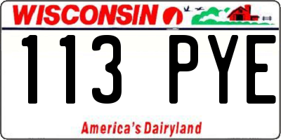 WI license plate 113PYE