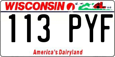 WI license plate 113PYF