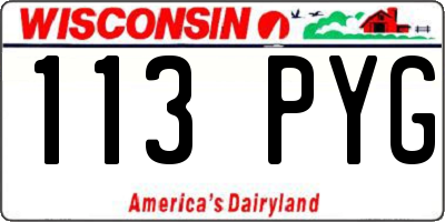 WI license plate 113PYG