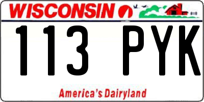 WI license plate 113PYK