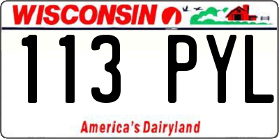 WI license plate 113PYL