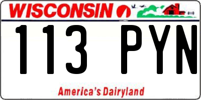 WI license plate 113PYN