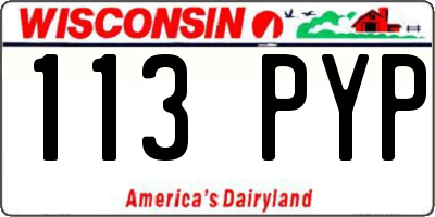 WI license plate 113PYP