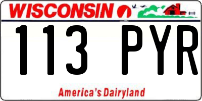 WI license plate 113PYR