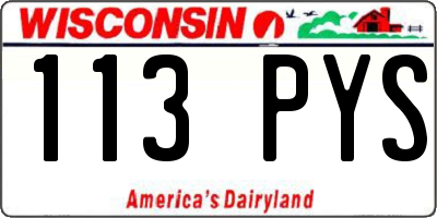 WI license plate 113PYS
