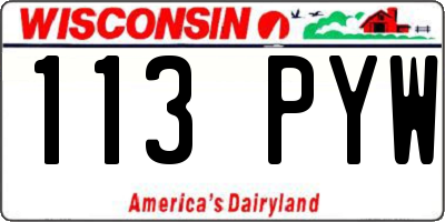WI license plate 113PYW