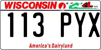 WI license plate 113PYX
