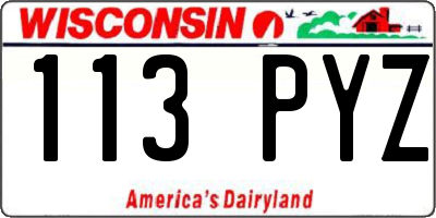 WI license plate 113PYZ