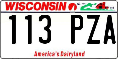 WI license plate 113PZA