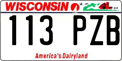WI license plate 113PZB