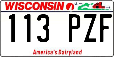 WI license plate 113PZF