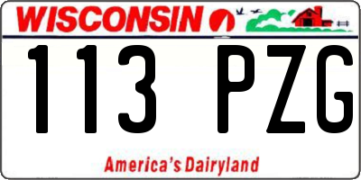 WI license plate 113PZG