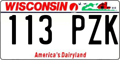 WI license plate 113PZK