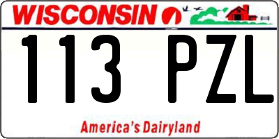 WI license plate 113PZL