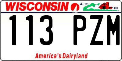 WI license plate 113PZM