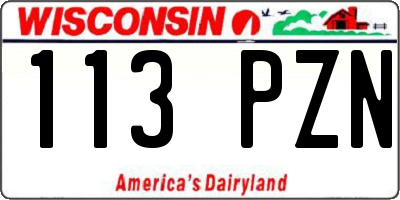 WI license plate 113PZN