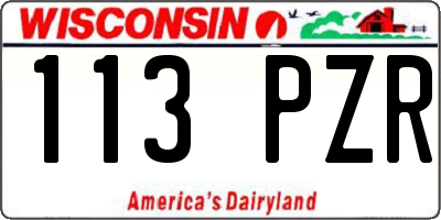 WI license plate 113PZR