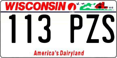 WI license plate 113PZS