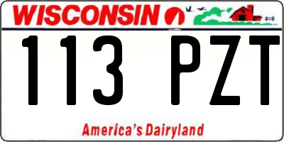 WI license plate 113PZT