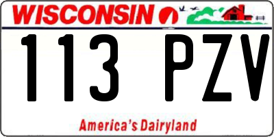 WI license plate 113PZV