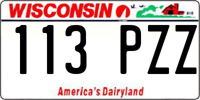 WI license plate 113PZZ