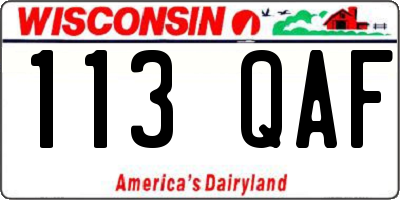 WI license plate 113QAF