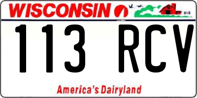 WI license plate 113RCV