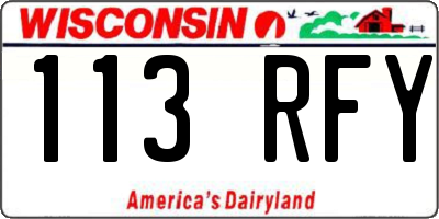 WI license plate 113RFY