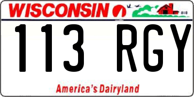 WI license plate 113RGY
