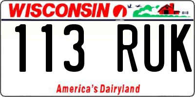 WI license plate 113RUK