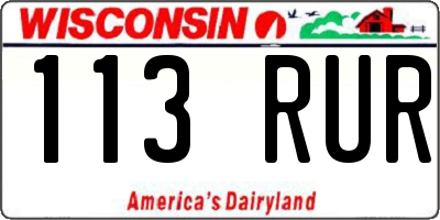 WI license plate 113RUR