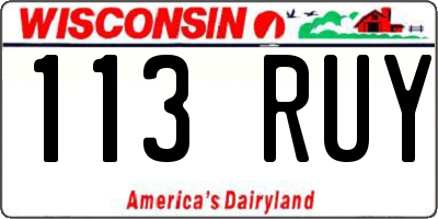 WI license plate 113RUY