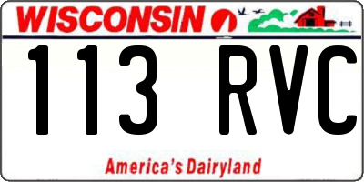 WI license plate 113RVC