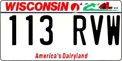 WI license plate 113RVW