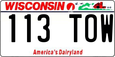 WI license plate 113TOW