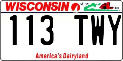 WI license plate 113TWY