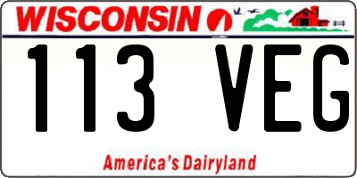 WI license plate 113VEG