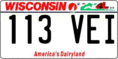 WI license plate 113VEI