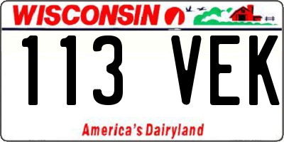 WI license plate 113VEK