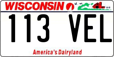WI license plate 113VEL