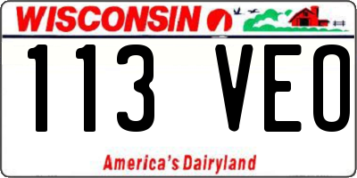 WI license plate 113VEO