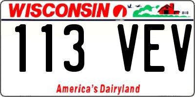WI license plate 113VEV