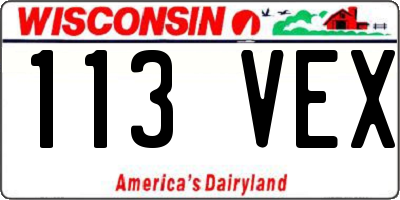 WI license plate 113VEX