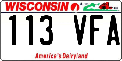 WI license plate 113VFA