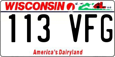 WI license plate 113VFG