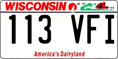 WI license plate 113VFI