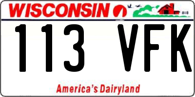 WI license plate 113VFK