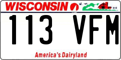 WI license plate 113VFM