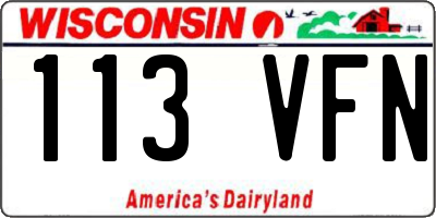 WI license plate 113VFN