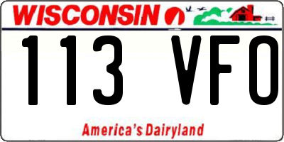 WI license plate 113VFO